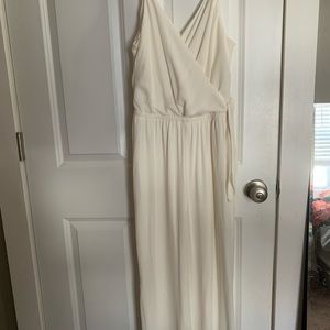 Express Cream spaghetti strap jumpsuit